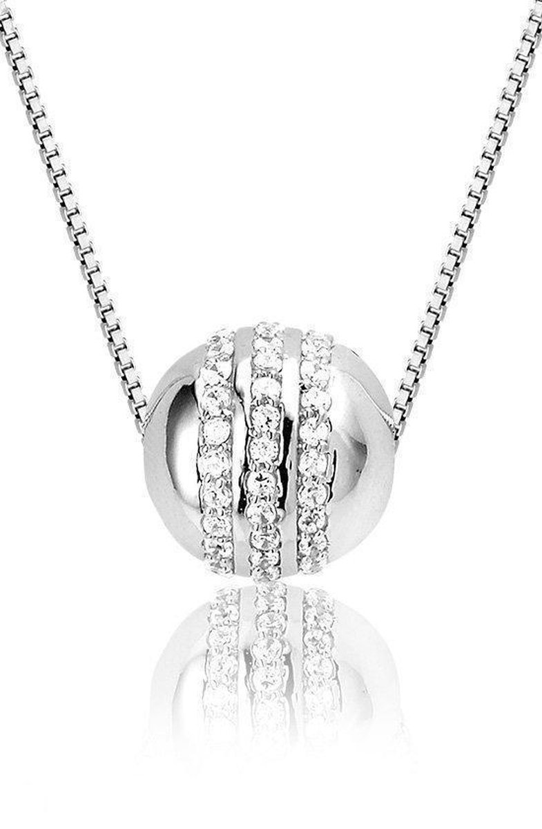 Montebello Ketting Silver Globe - 925 Zilver Gerhodineerd - ∅15mm - 45cm