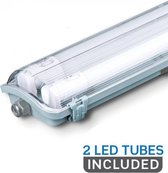 V-tac LED TL Armatuur 120cm, 36w, 6400K, 3400 Lumen IP65, incl. 2x led buis 120cm