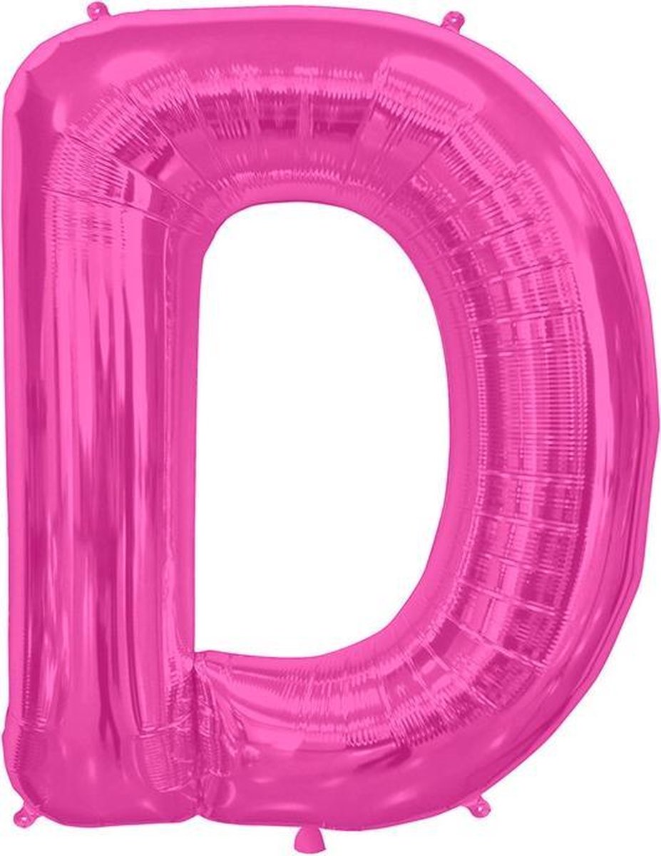 Ballon 34'' roze (magenta) grote letter " D " ( flat ) professionele kwaliteit