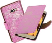 BestCases.nl Roze Lace booktype wallet cover hoesje Samsung Galaxy A5 2017