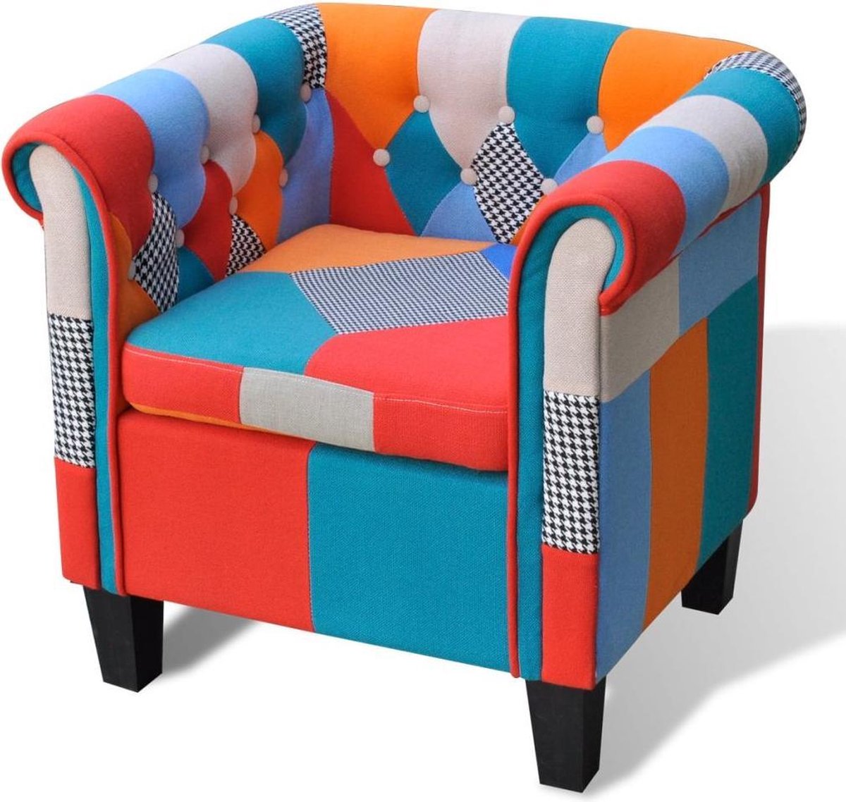 vidaXL Fauteuil - met - patchwork - stof - meerkleurig