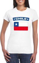 T-shirt met Chileense vlag wit dames XS