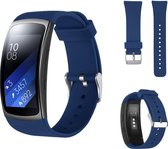 Siliconen Horloge Band Geschikt Voor Samsung Gear Fit 2 Pro Armband / Polsband / Strap Bandje / Sportband - Marine Blauw