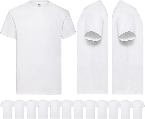 12 pack witte shirts Fruit of the Loom ronde hals maat L Valueweight