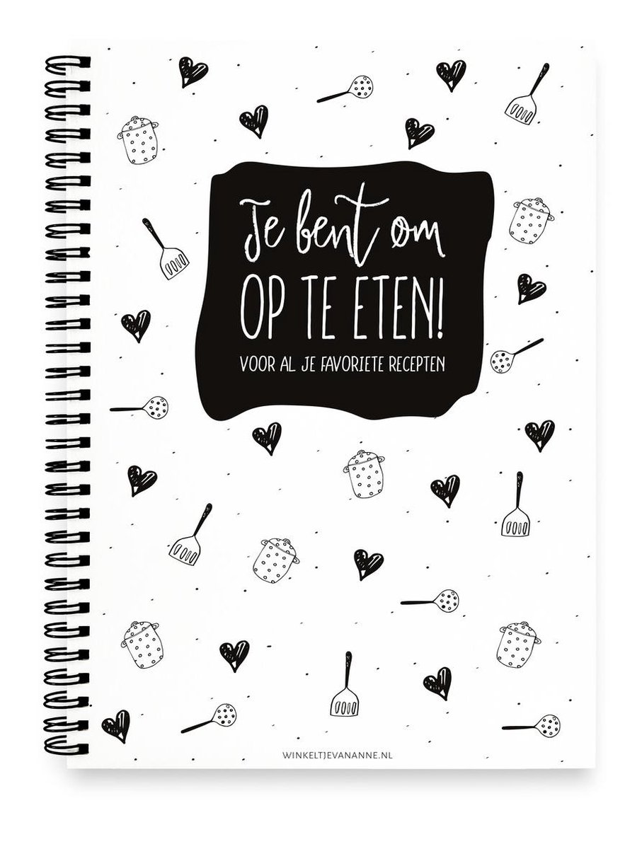 Receptenboek | Invulboek | Zwart wit | - winkeltjevananne.nl