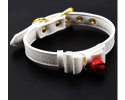 Banoch - Collar Catbell White - Halsband Strik Wit - bondage