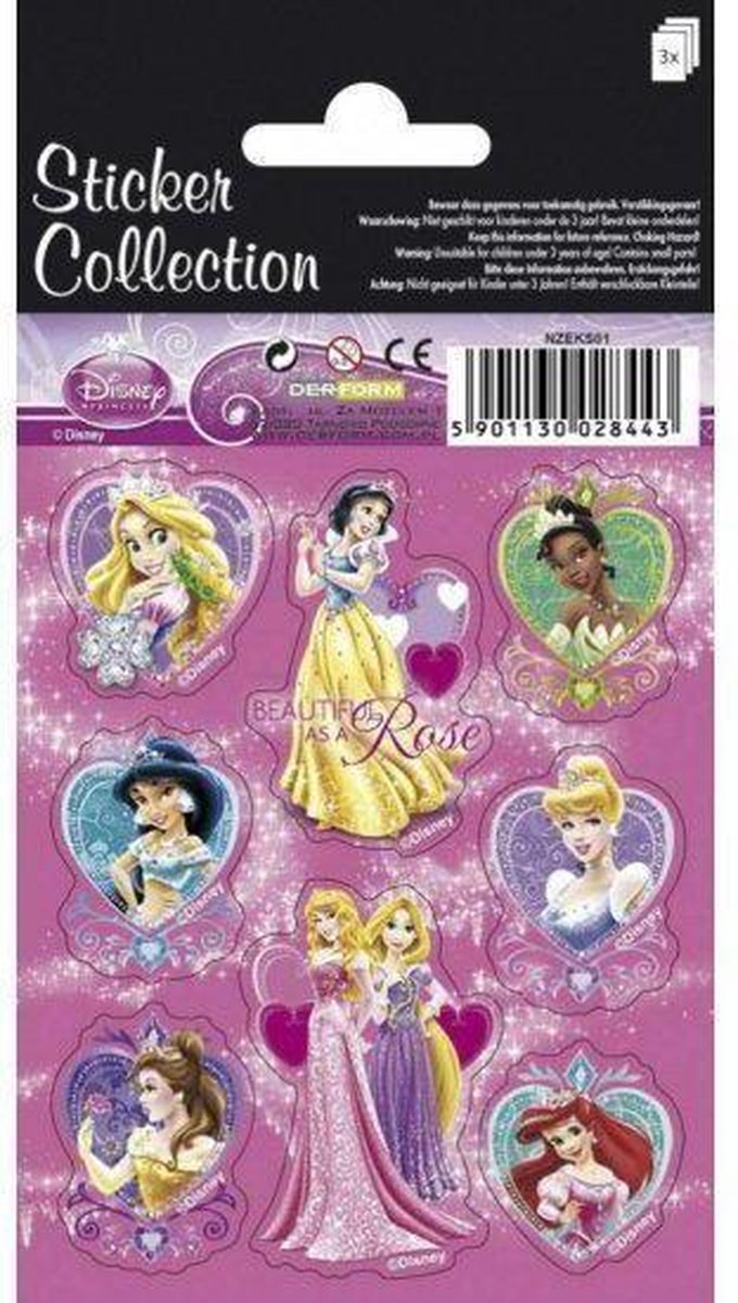 Raadplegen basketbal gijzelaar Disney prinsessen stickers 3 vellen | bol.com