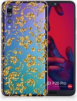 Huawei P20 Pro TPU Hoesje Design Gouden Bloemen