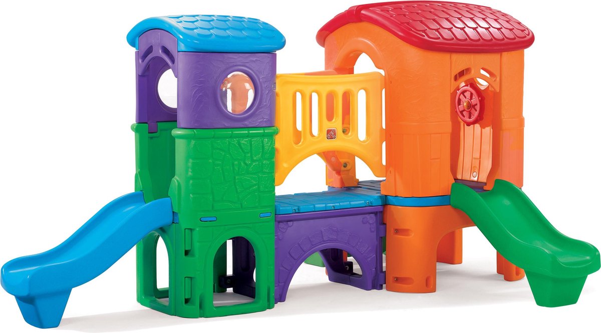 Step2 Clubhouse Climber Speeltoestel - Speeltoren met 2 Glijbanen Klimladder Uitkijktoren en Kruiptunnel - XXL Speeltoren - Speelhuis van kunststof voor kinderen