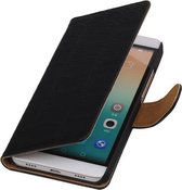 Huawei Honor 7i - Croco Booktype Wallet Hoesje Zwart