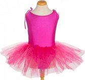 Balletpakje fuchsia roze + tutu ballet verkleed jurk meisje, maat 10 - 110/116