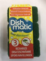 Dishmatic Schuurspons navulling medium groen Middel 2 verpakkingen met 3 sponsjes