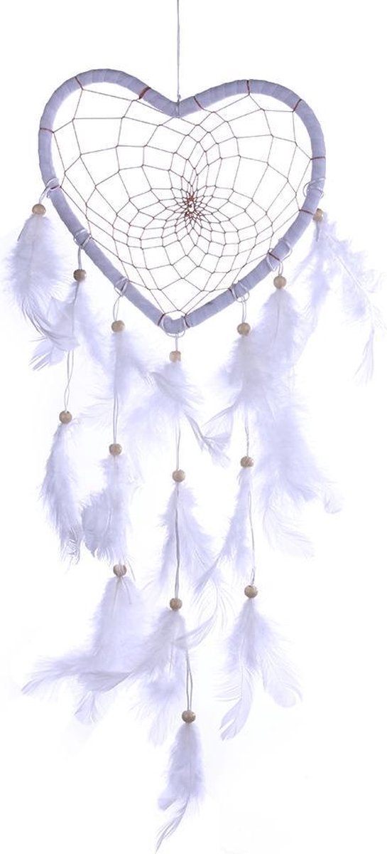 Bohemian Dromenvanger - Loving Heart Wit - 13 CM Diameter - 45 CM Lengte