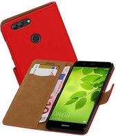 Bookstyle Wallet Case Hoesjes Geschikt voor Huawei Nova 2 Plus Rood