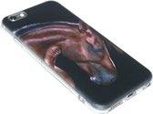 Paarden hoesje siliconen bruin Geschikt voor iPhone 6(S) Plus