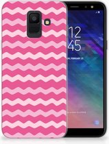 Geschikt voor Samsung Galaxy A6 (2018) Uniek TPU Hoesje Waves Pink