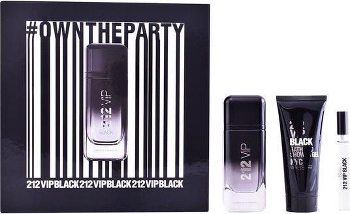 212 Vip Men Black Eau De Parfum (edp) Gift Set 100 Ml, Shower Gel 100 Ml And Miniature Eau De Parfum (edp) 10 Ml 100ml