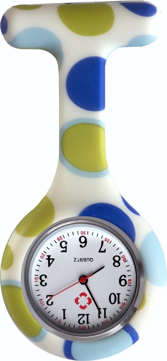 Fako® - Verpleegstershorloge - Zusterhorloge - Verpleegster Horloge - Siliconen RVS Print - Bubbels Blauw