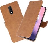 Bookstyle Wallet Cases Hoesje voor OnePlus 7 Bruin