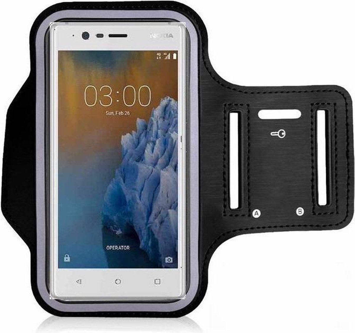 Pearlycase Hoesje Geschikt voor Nokia 3 - Sportarmband hoesje zwart hardloopband