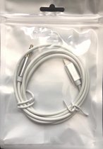 Kabel geschikt voor iPhone Lightning naar Headphone Jack Audio Aux Kabel (1m) - Wit Zilver
