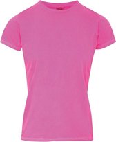 Basic t-shirt comfort colors neon roze voor dames maat M