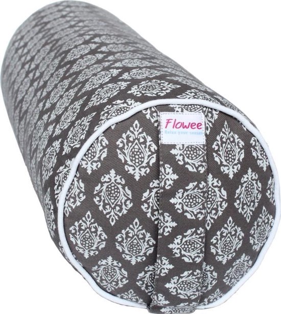 Bolster voor yoga rond (vulling katoen) grijs