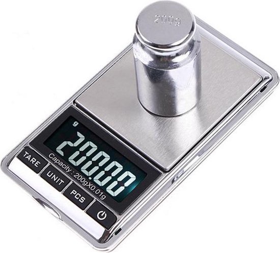 Digitale Mini Pocket Keuken Precisie Weegschaal - 0,01 MG tot 200 Gr |  bol.com