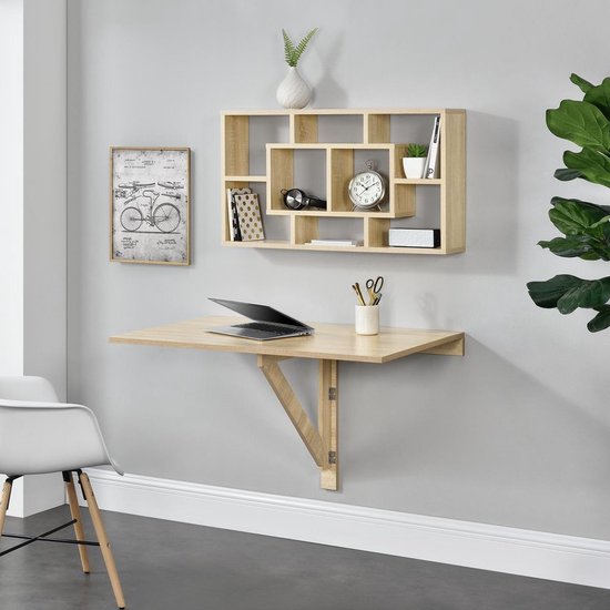 mat cliënt Wrijven Tafel bureau opvouwbaar voor wandmontage 100x60x58 hout | bol.com