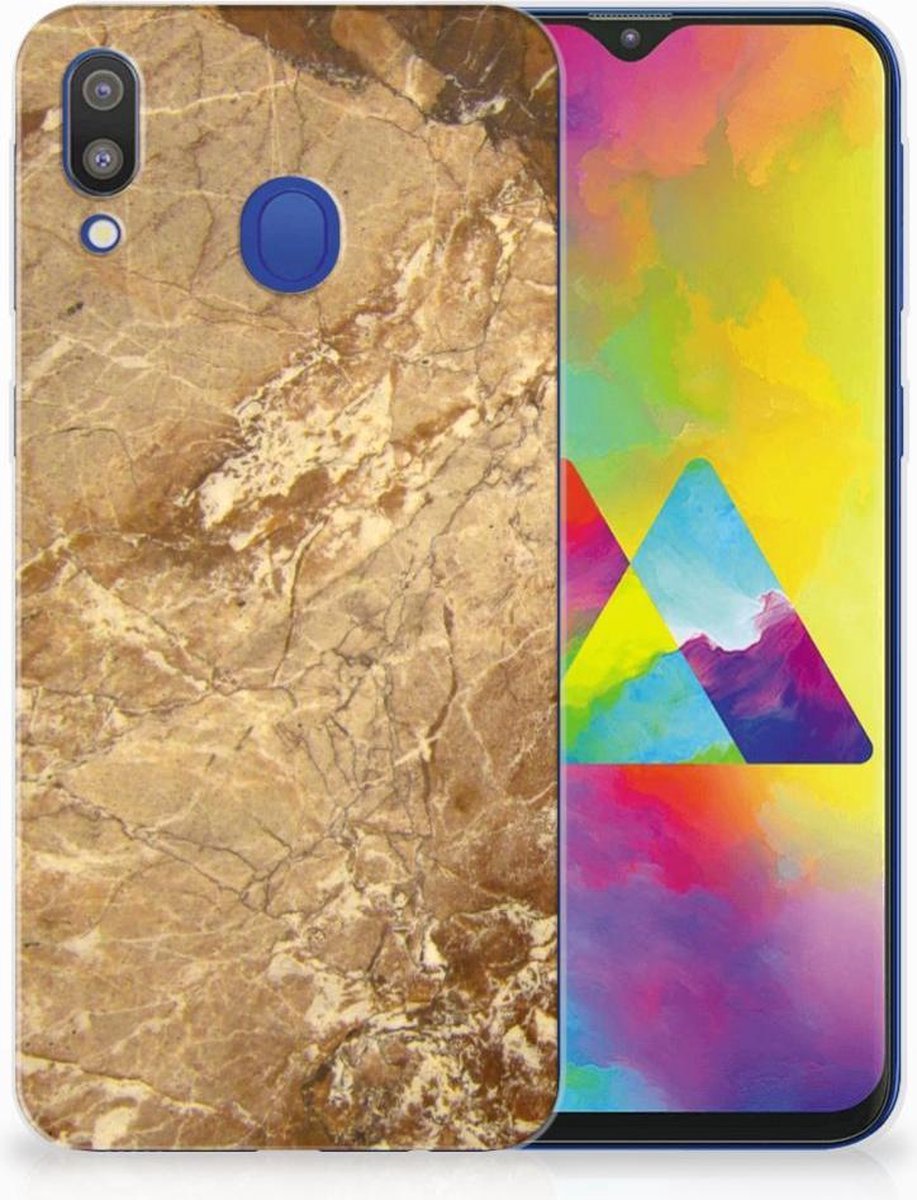 Samsung Galaxy M20 (Power) TPU Siliconen Hoesje Marmer Creme