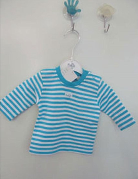 Shirt streep aquablauw met wit mt 62