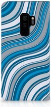 Geschikt voor Samsung Galaxy S9 Plus Standcase Hoesje Design Waves Blue