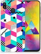 Geschikt voor Samsung Galaxy M20 TPU Hoesje Design Blocks Colorful