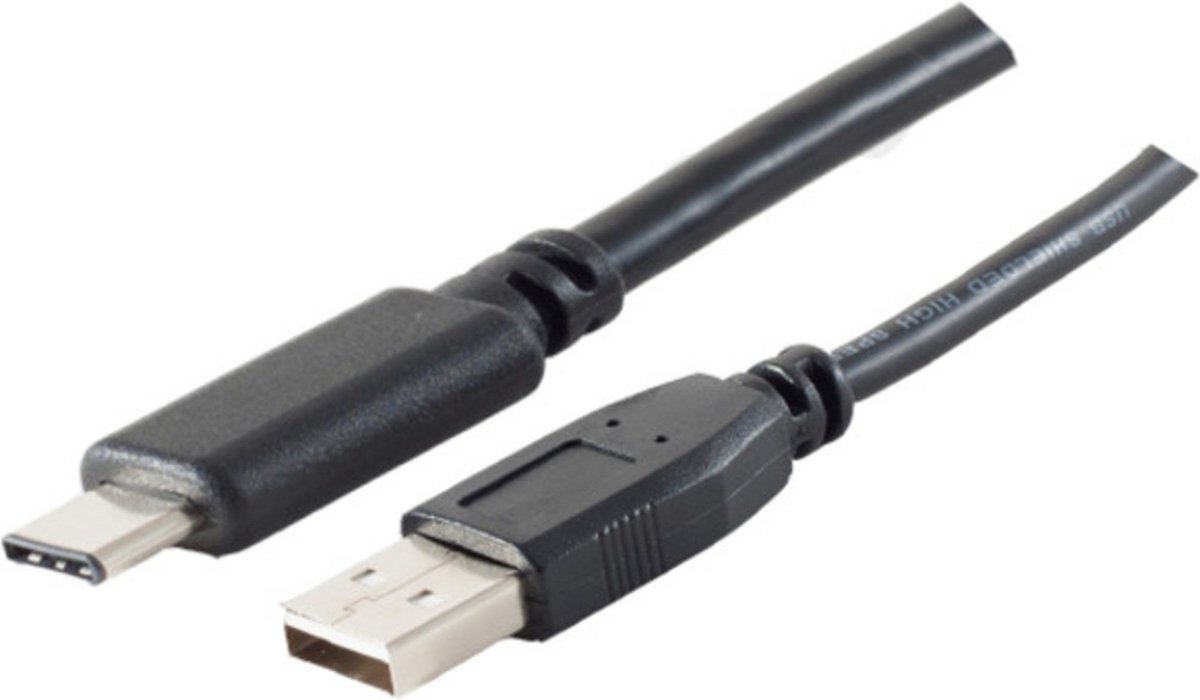 USB-C naar USB-A kabel - USB2.0 - tot 1A / zwart - 3 meter