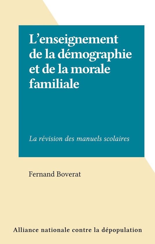 L'enseignement de la démographie et de la morale familiale - cover