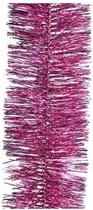 Kerstslinger fuchsia roze 270 cm - Guirlande folie lametta - Fuchsia roze kerstboom versieringen