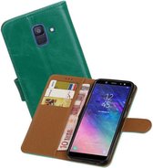 Zakelijke Bookstyle Hoesje voor Samsung Galaxy A6 2018 Groen