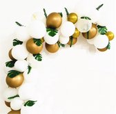 Luxe Ballonnen Boog Goud & Wit - 123 Stuks – Goud Confetti HeliumBallonnen - Party Decoratie Thema Feest Ballonnenboog incl. Palmbladeren!