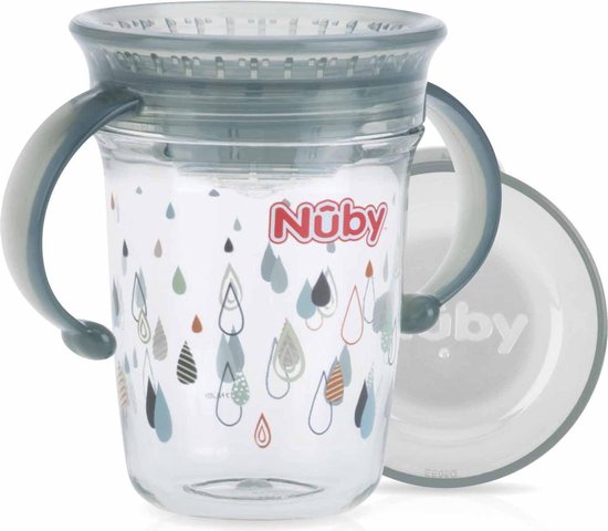 Nûby - Drinkbeker - 360° Wonder cup met handvatten in Tritan™ - Grijs