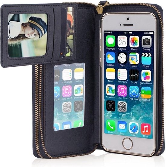 Shop4 iPhone 5(s) Hoesje Uitneembare Portemonnee Case Zwart