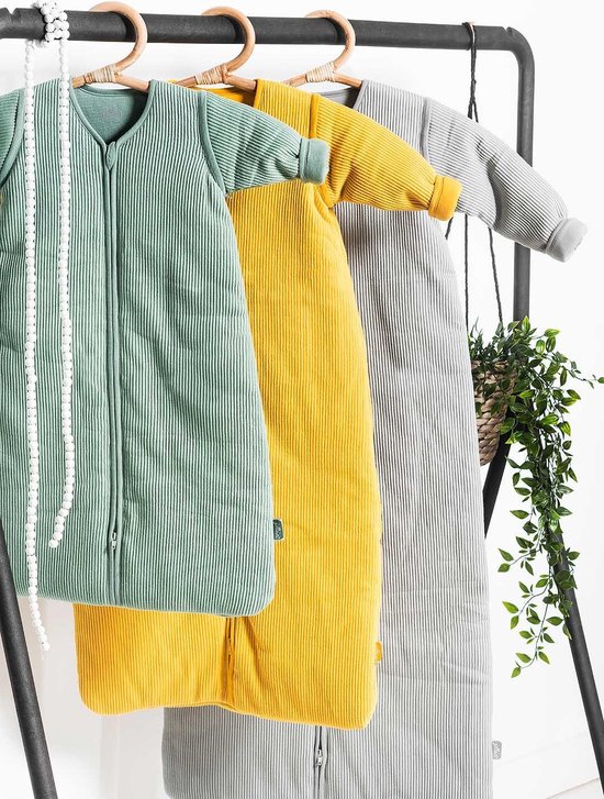 Jollein Rib Padded Babyslaapzak met afritsbare mouw - 90cm - forest green
