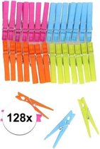 Plastic wasknijpers - 128 stuks - gekleurde knijpers / wasspelden