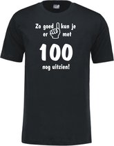Mijncadeautje - Leeftijd T-shirt - Zo goed kun je er uitzien 100 jaar - Unisex - Zwart (maat L)