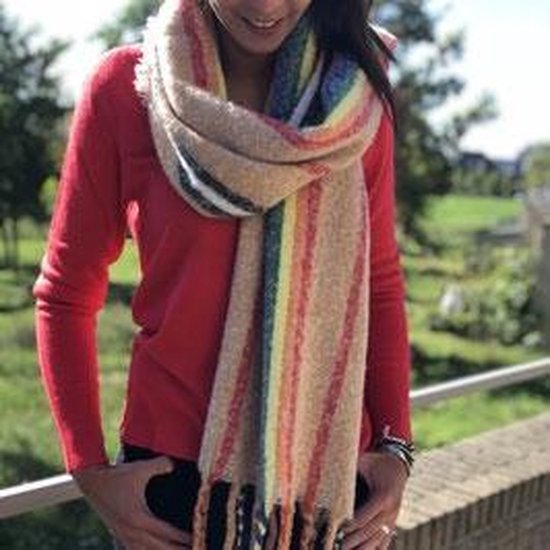 Plaatsen kever thermometer Bohemida - Dames Winter -XL Sjaal Rainbow Beige | bol.com