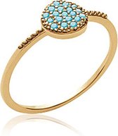 Amanto Ring Dorien - 925 Zilver Verguld - Turkoois - ∅8mm - Maat 60-19mm