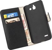 LELYCASE Bookcase Zwart Flip Wallet Cover Huawei Ascend G730