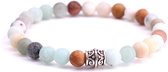 FortunaBeads Mat Basic Amazoniet Armband – Heren – Natuursteen – Medium 18cm