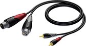 Procab CLA705 2x XLR vrouwelijk - Tulp stereo 2RCA mannelijk kabel - 1,5 meter