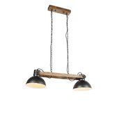 QAZQA mangues - Lampe à suspension table à manger - 2 lumières - L 1030 mm - Zwart