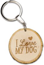 Sleutelhanger - I love my dog - Boomstam - Miko - 5cm